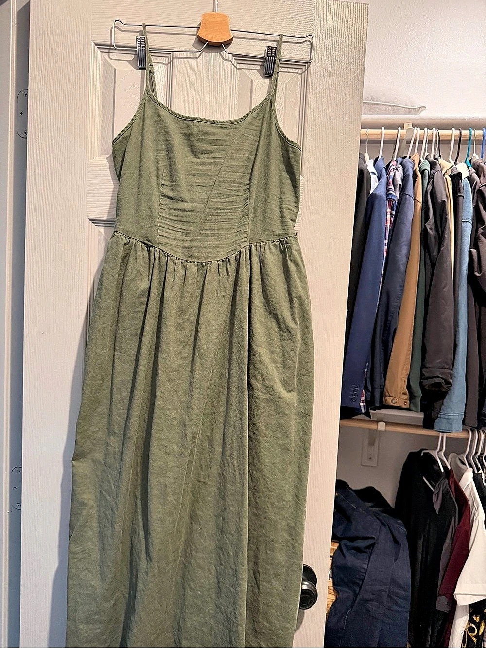 Gap Linen-Blend Midi Dress Green Size Small